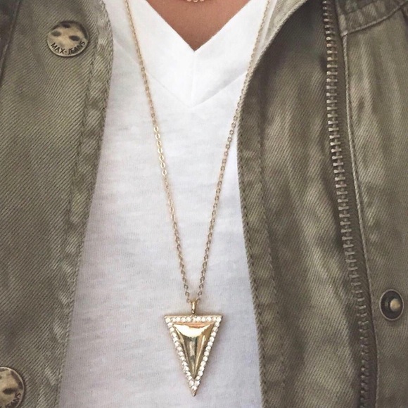 Pavé Triangle Long Pendant Necklace - Picture 1 of 4